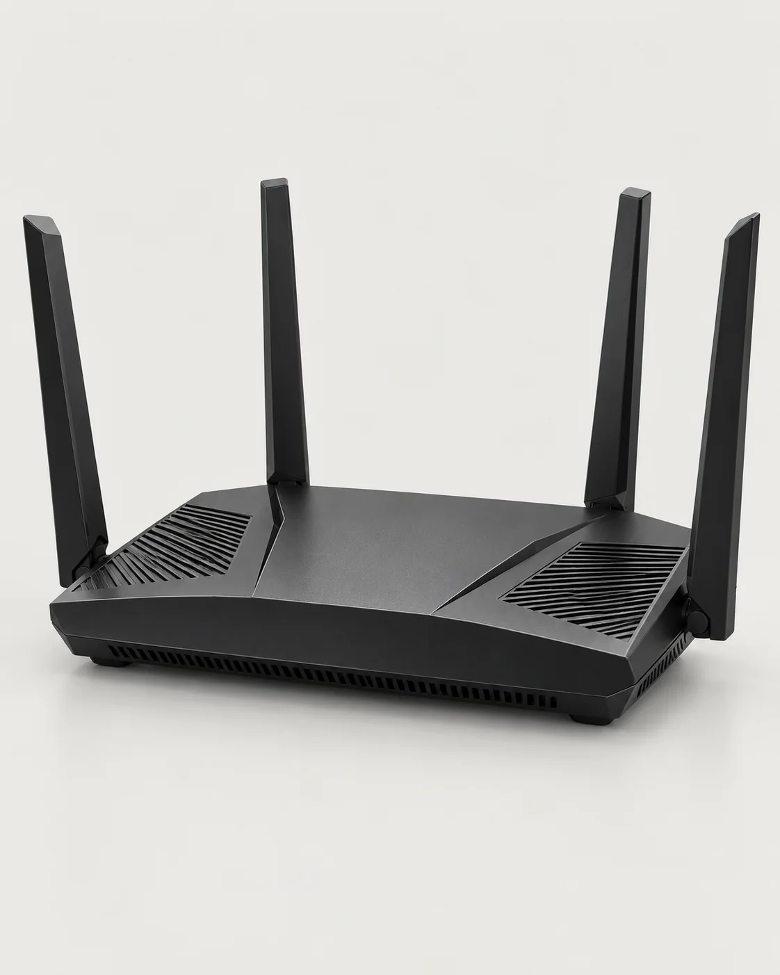 Black AX3000 Wi-Fi 6 router with four antennas