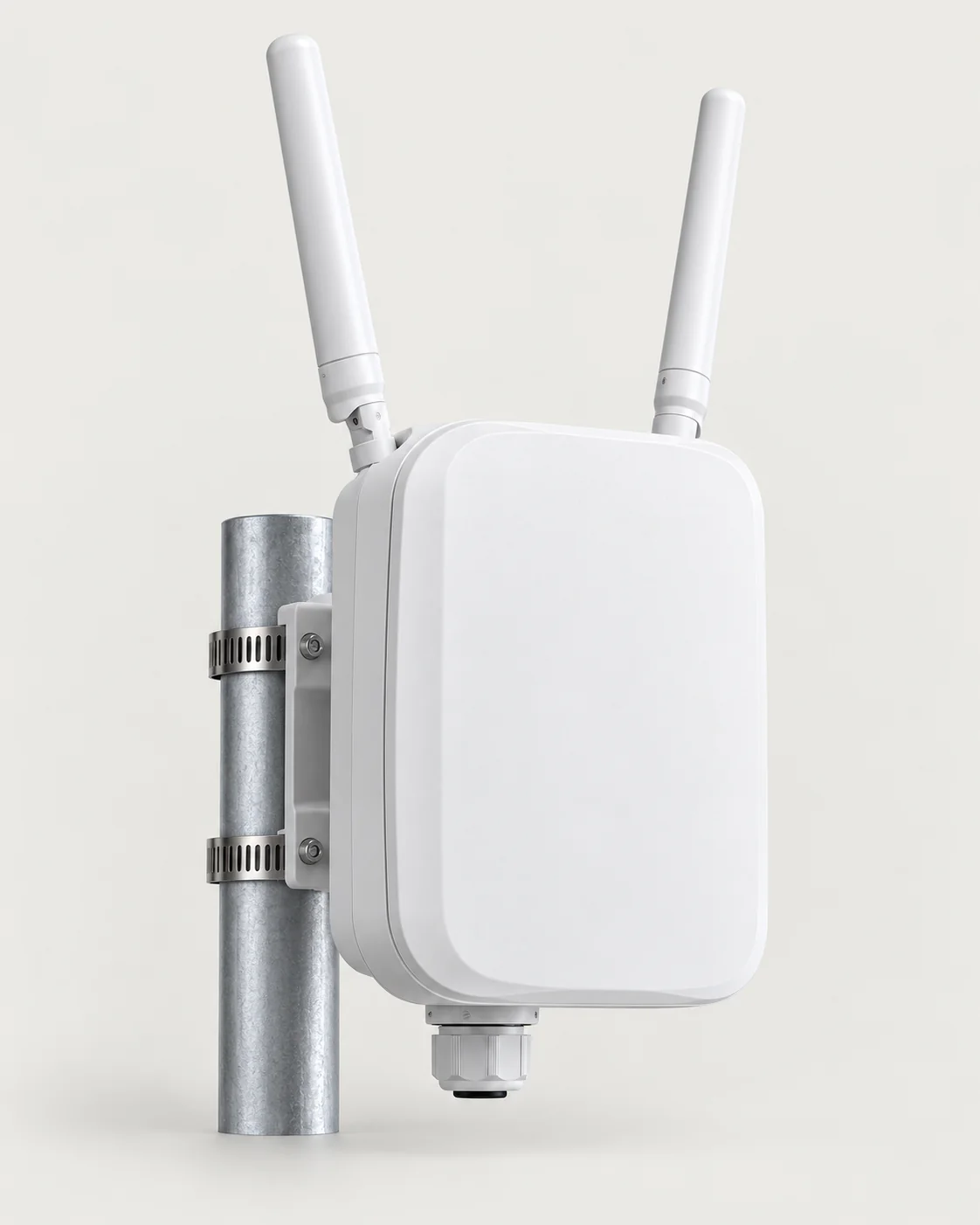 Outdoor weatherproof Wi-Fi 6 access point on a pole mount