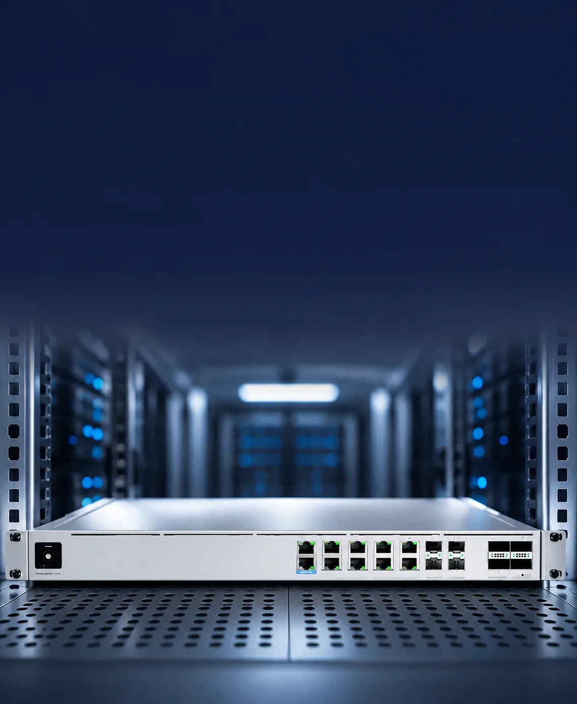 Rack-mounted firewall security appliance with status lights