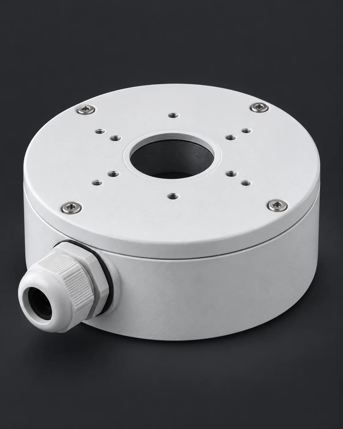 White weatherproof CCTV camera junction box