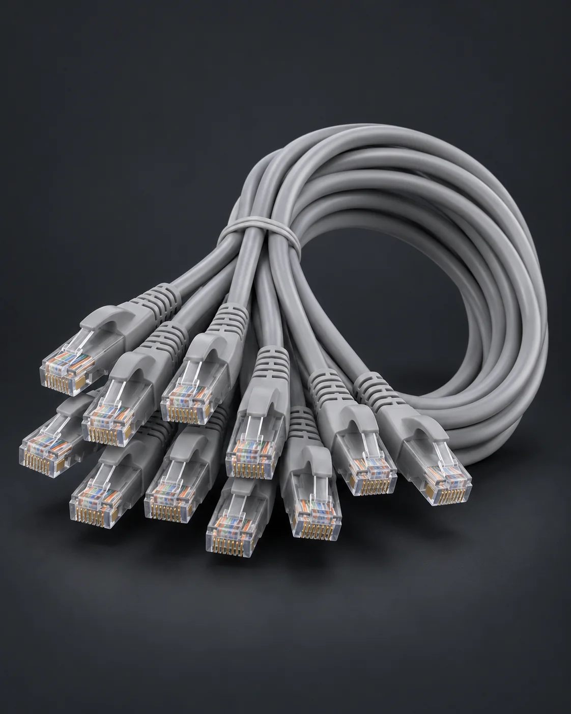 Bundle of ten grey Cat6 patch cords